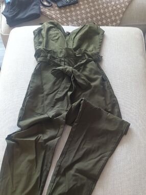 Windsor Olive Strapless Tie-Front Jumpsuit